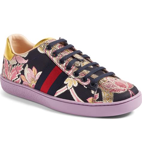 gucci shoes sneakers floral|Gucci ace metallic snakeskin sneakers.